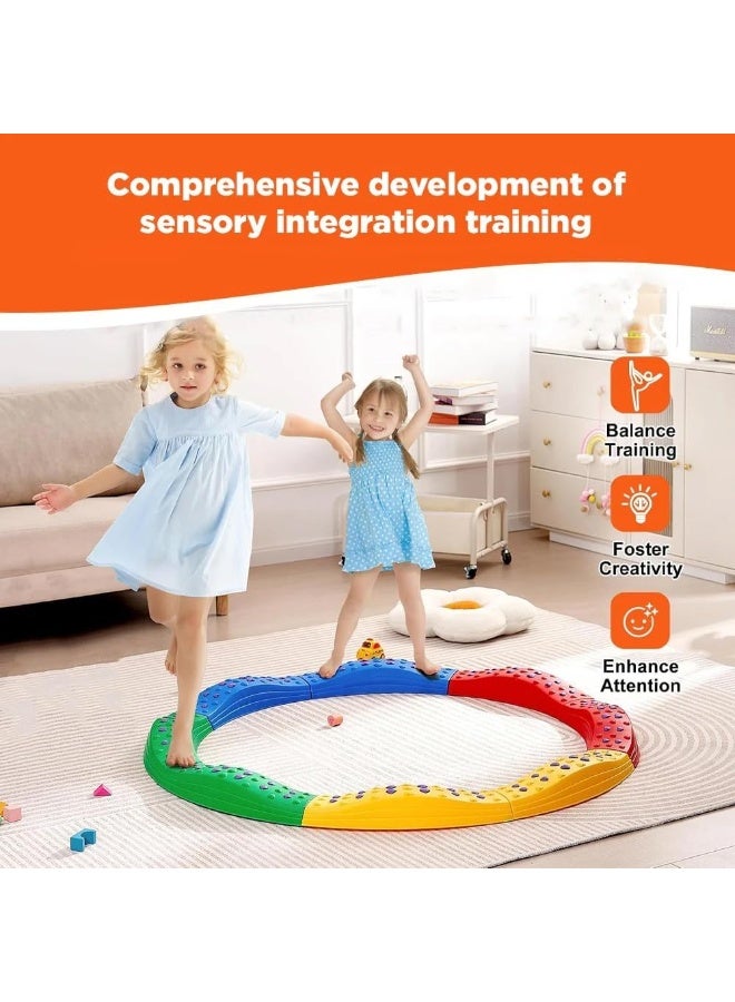 abley's Therapeutic Balance Beam Set, Rainbow Colors, Indoor Sensory Play Equipment, Multi-Section Curved Walking Path for Kids Development, Set of 8 - Image 2